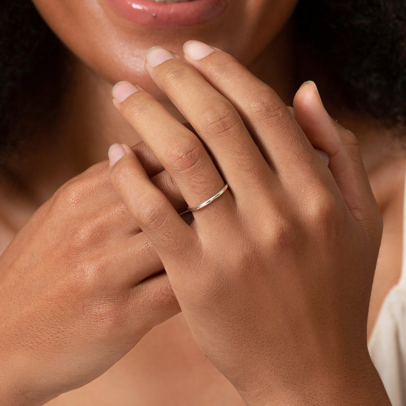 White Gold Wedding Band - 1.5mm Wide - Rounded - Polished