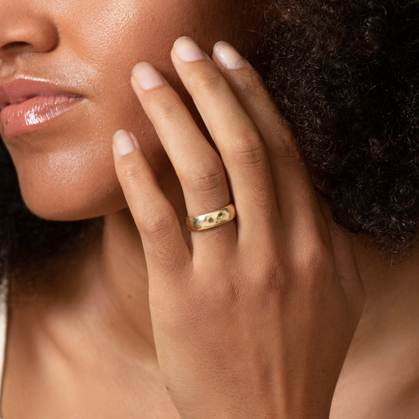 Yellow Gold Wedding Band - 6mm Wide - Rounded - Polished