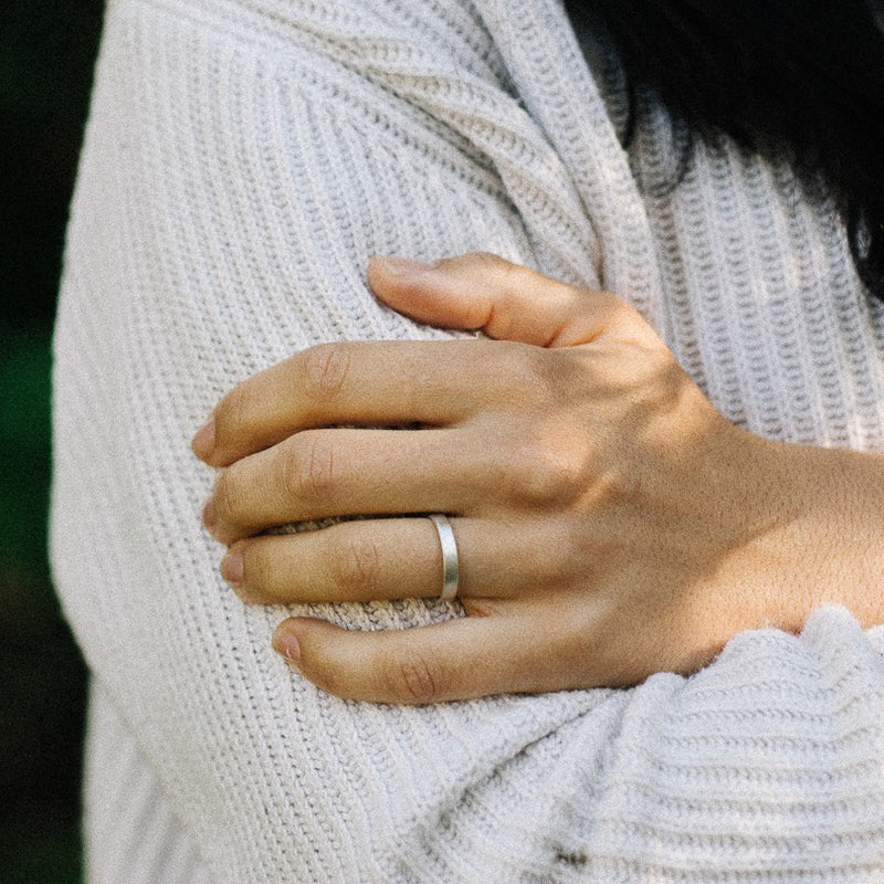 White Gold Wedding Band - 3mm Wide - Flat - Matte