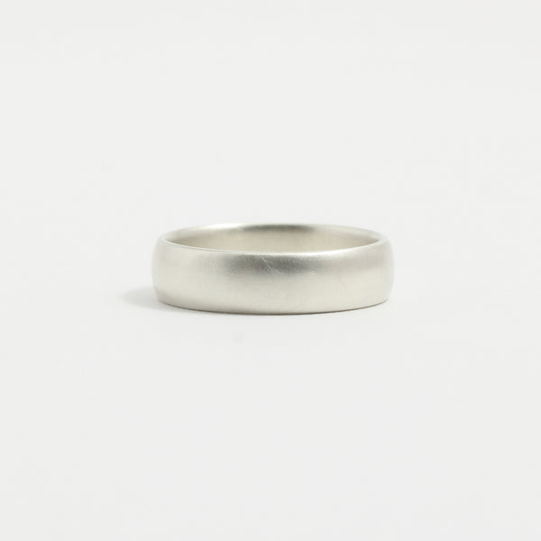 White Gold Wedding Band - 5mm Wide - Rounded - Matte