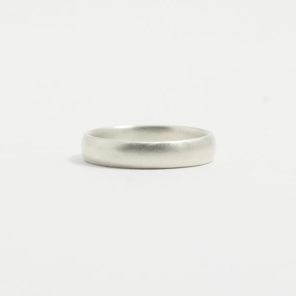 White Gold Wedding Band - 4mm Wide - Rounded - Matte