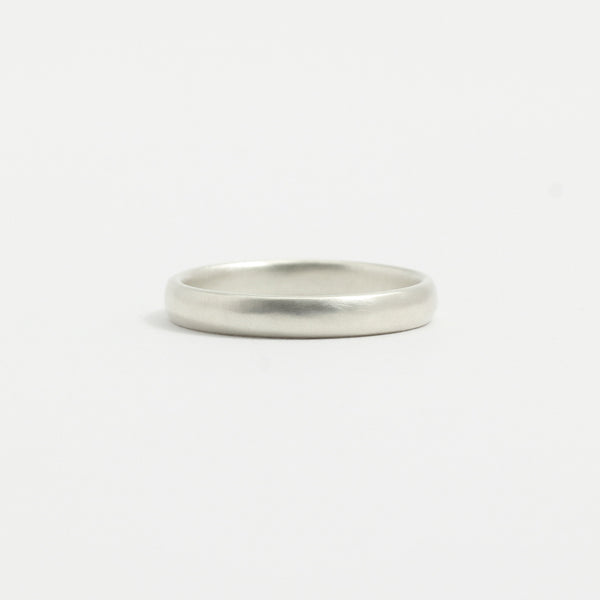 White Gold Wedding Band - 3mm Wide - Rounded - Matte