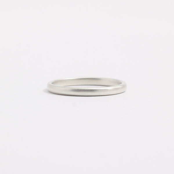 White Gold Wedding Band - 2mm Wide - Rounded - Matte