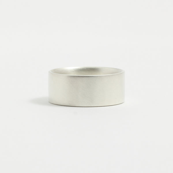 White Gold Wedding Band - 8mm Wide - Flat - Matte