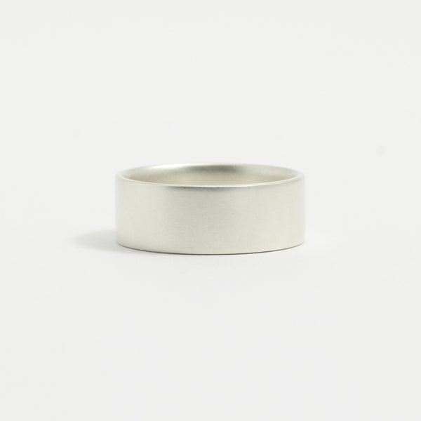 White Gold Wedding Band - 7mm Wide - Flat - Matte