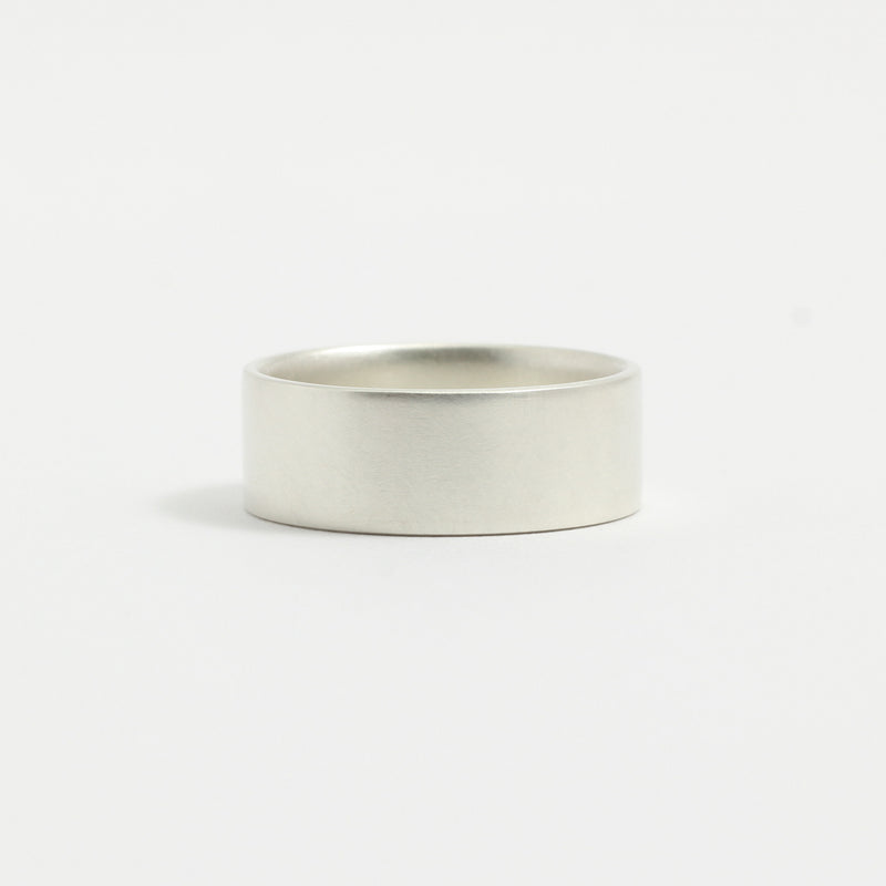 White Gold Wedding Band - 7mm Wide - Flat - Matte