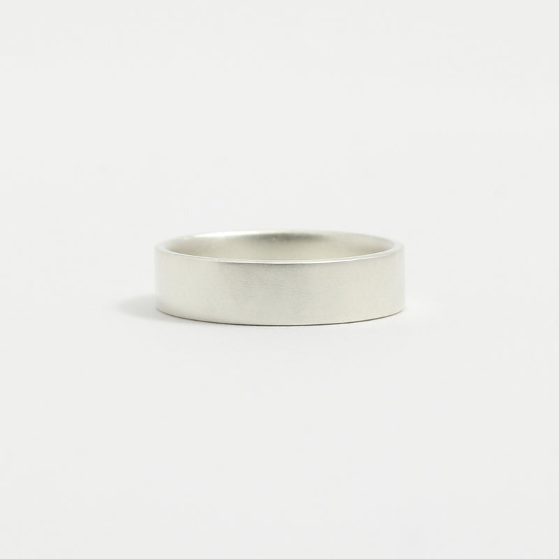 White Gold Wedding Band - 5mm Wide - Flat - Matte