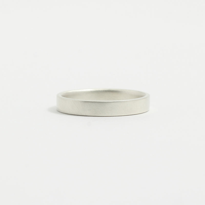 White Gold Wedding Band - 3mm Wide - Flat - Matte