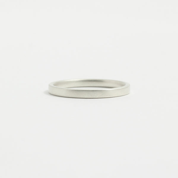 White Gold Wedding Band - 2mm Wide - Flat - Matte