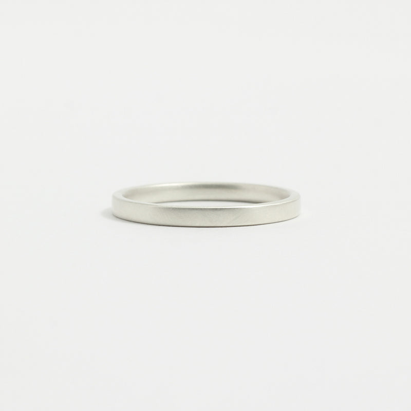 White Gold Wedding Band - 2mm Wide - Flat - Matte