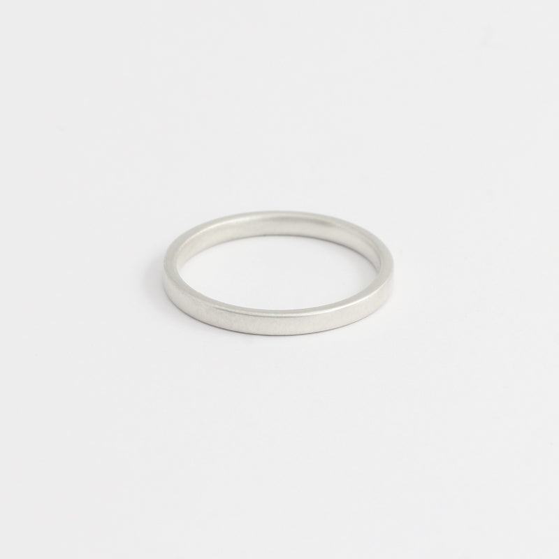 White Gold Wedding Band - 2mm Wide - Flat - Matte