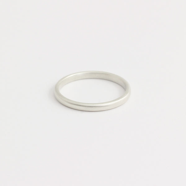 White Gold Wedding Band - 2mm Wide - Rounded - Matte
