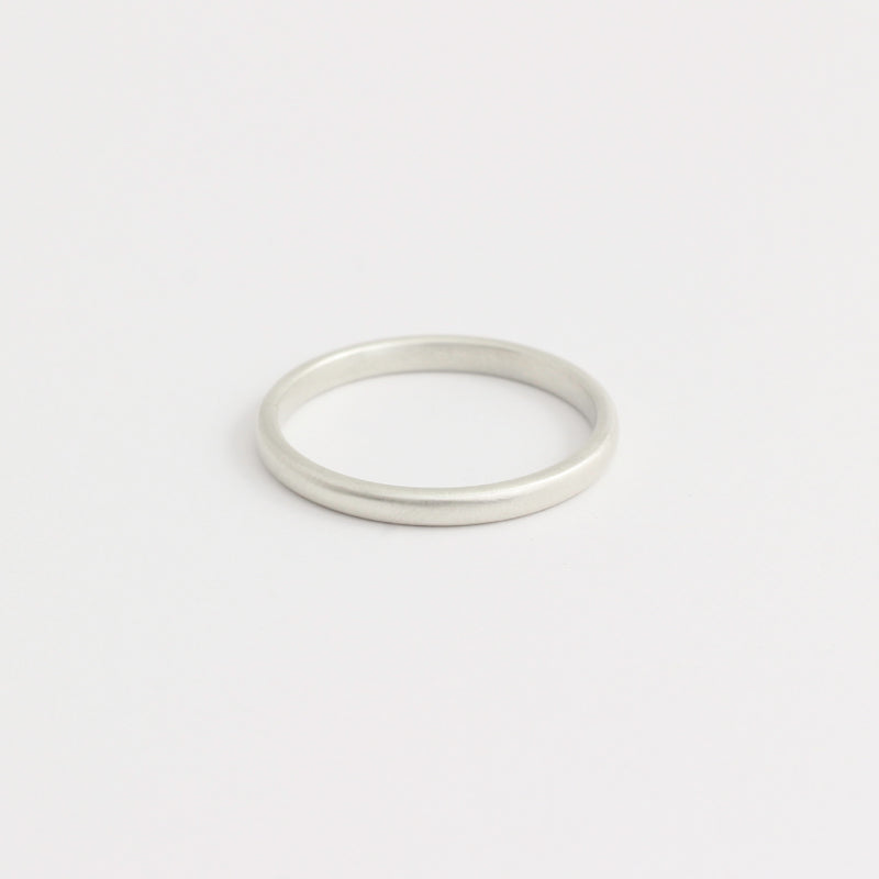 White Gold Wedding Band - 2mm Wide - Rounded - Matte