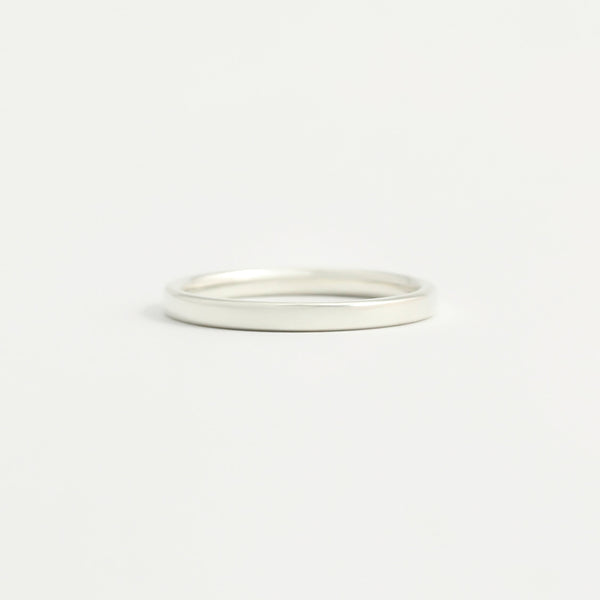 White Gold Wedding Band - 2mm Wide - Flat - Polished