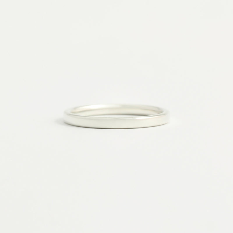 White Gold Wedding Band - 2mm Wide - Flat - Polished