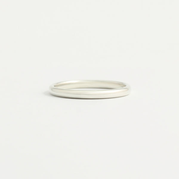 White Gold Wedding Band - 2mm Wide - Rounded - Polished