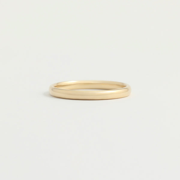 Yellow Gold Wedding Band - 2mm Wide - Rounded - Polished