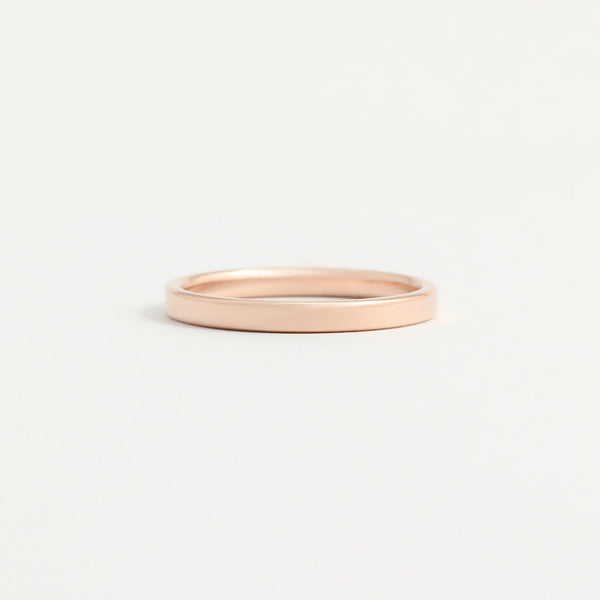 Rose Gold Wedding Band - 2mm Wide - Flat - Polished