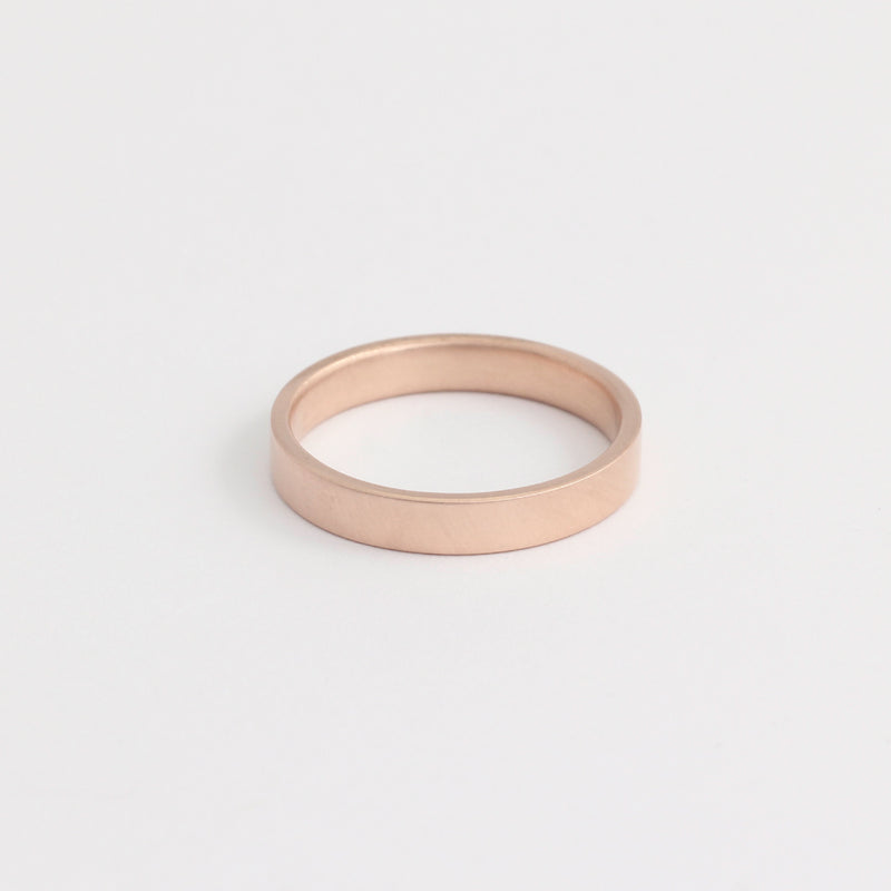 Rose Gold Wedding Band - 3mm Wide - Flat - Polished