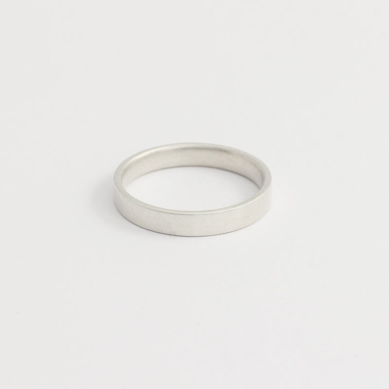 White Gold Wedding Band - 3mm Wide - Flat - Matte
