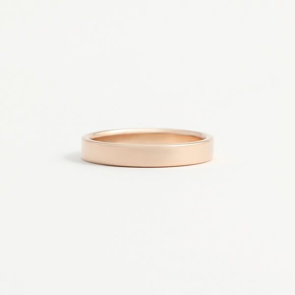 Rose Gold Wedding Band - 3mm Wide - Flat - Polished