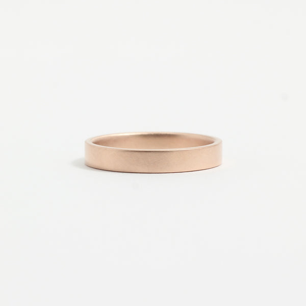 Rose Gold Wedding Band - 3mm Wide - Flat - Matte