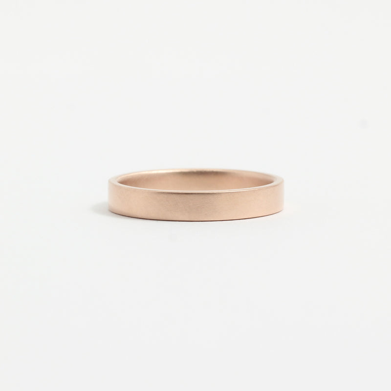 Rose Gold Wedding Band - 3mm Wide - Flat - Matte