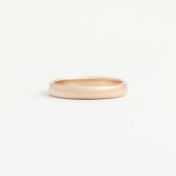 Rose Gold Wedding Band - 3mm Wide - Rounded - Polished