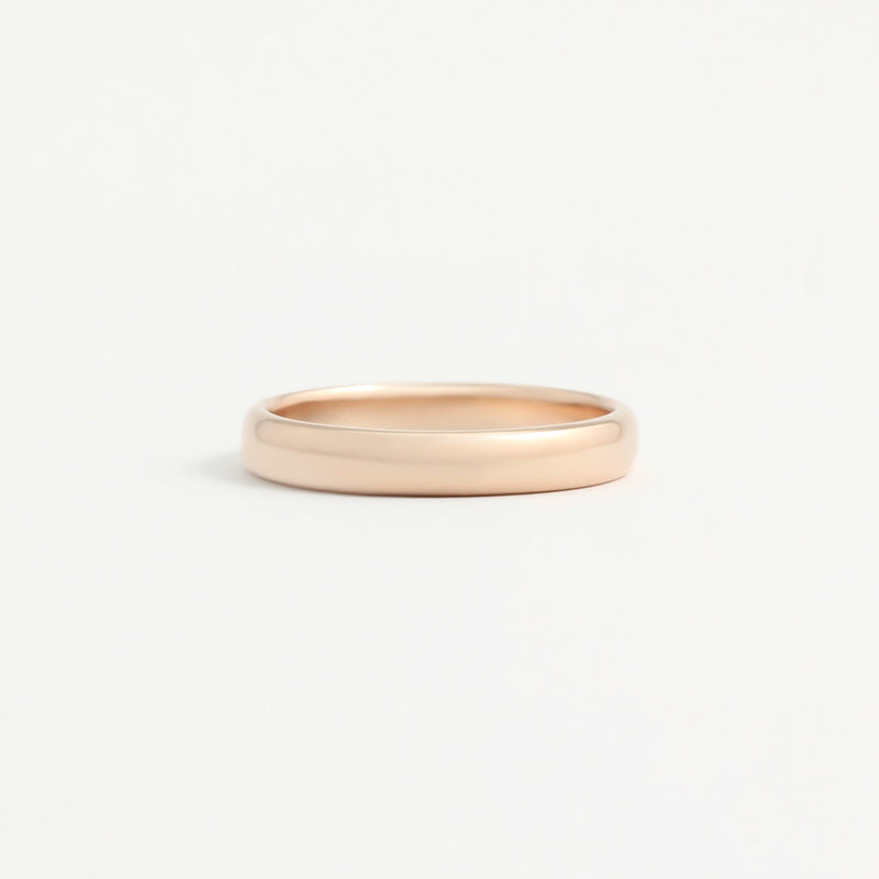 Rose Gold Wedding Band - 3mm Wide - Rounded - Polished