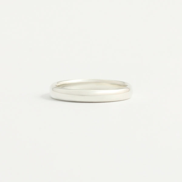 White Gold Wedding Band - 3mm Wide - Rounded - Polished