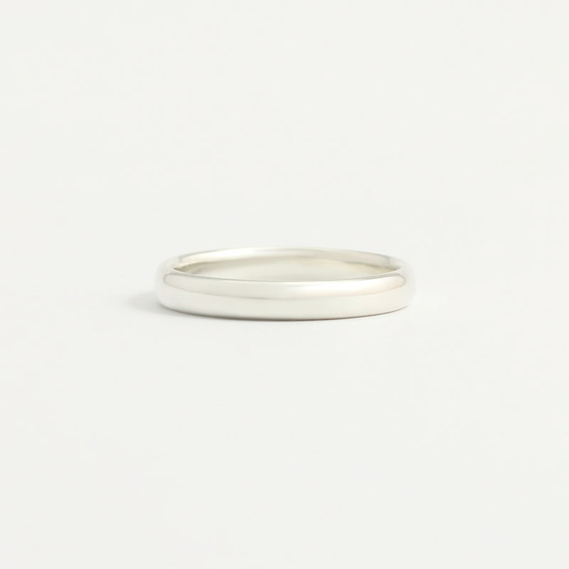 White Gold Wedding Band - 3mm Wide - Rounded - Polished