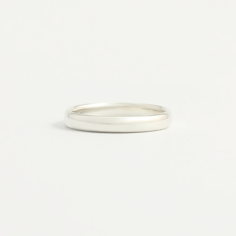 White Gold Wedding Band - 3mm Wide - Rounded - Matte
