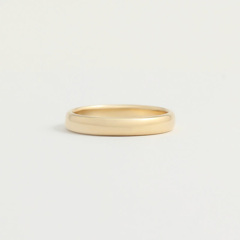 Yellow Gold Wedding Band - 3mm Wide - Rounded - Polished