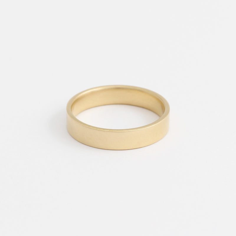 Yellow Gold Wedding Band - 4mm Wide - Flat - Polished