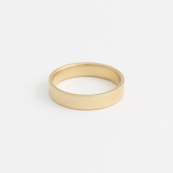 Yellow Gold Wedding Band - 4mm Wide - Flat - Matte