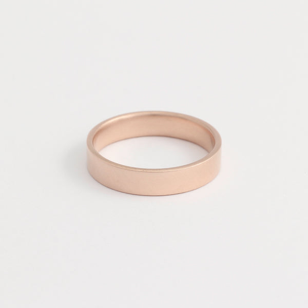 Rose Gold Wedding Band - 4mm Wide - Flat - Matte