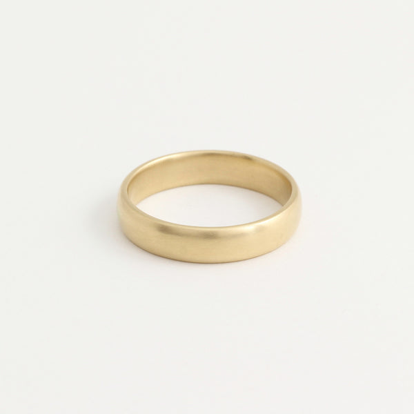 Yellow Gold Wedding Band - 4mm Wide - Rounded - Matte