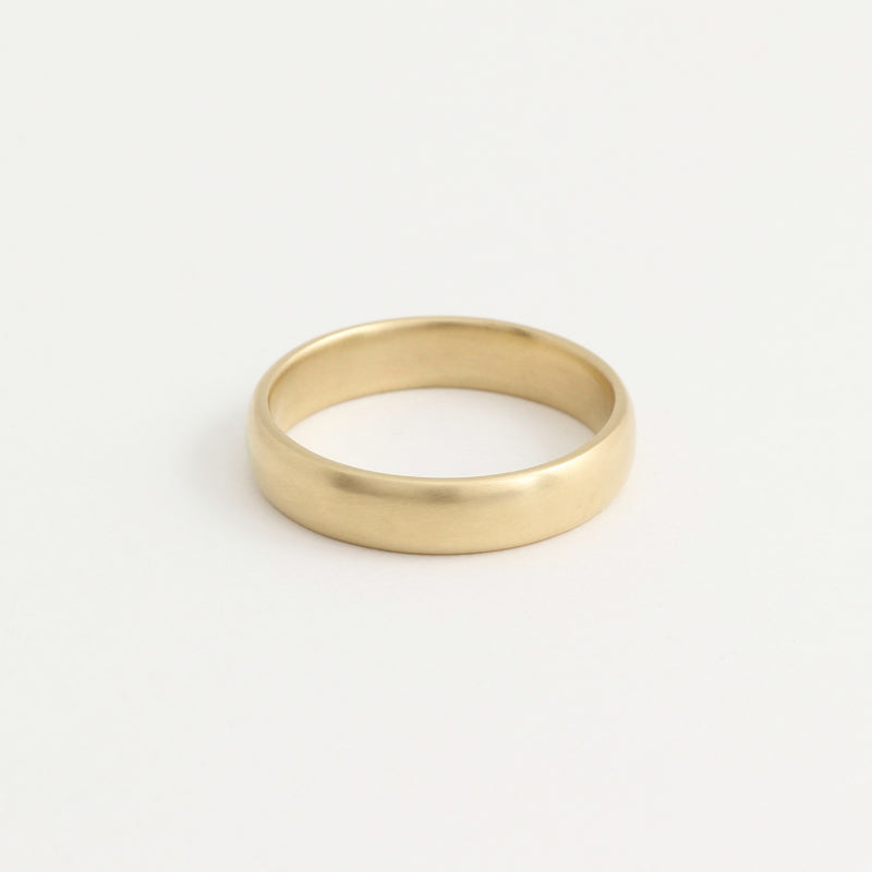 Yellow Gold Wedding Band - 4mm Wide - Rounded - Matte
