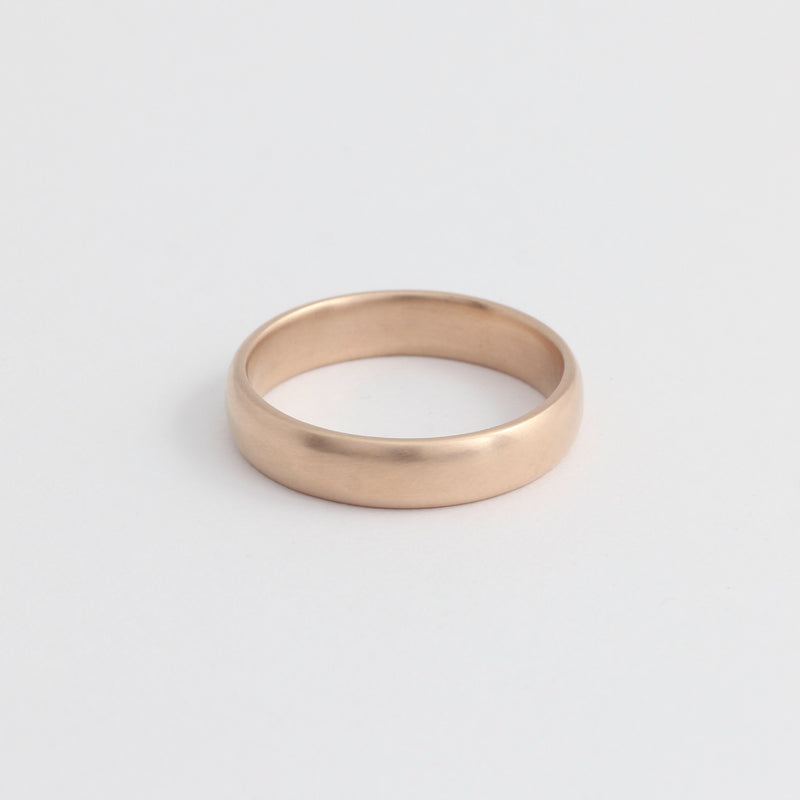 Rose Gold Wedding Band - 4mm Wide - Rounded - Matte