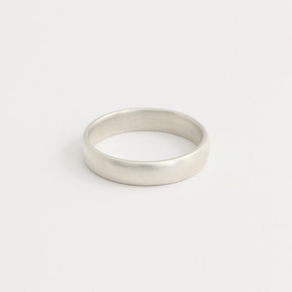 White Gold Wedding Band - 4mm Wide - Rounded - Matte