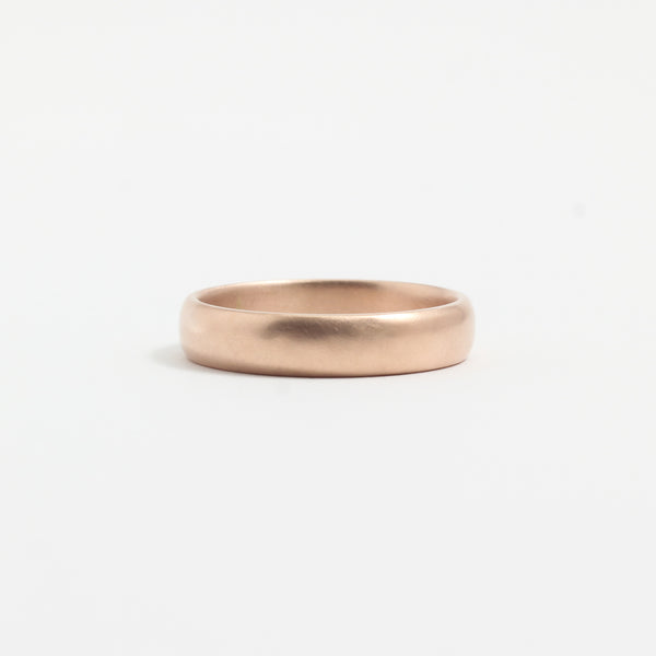 Rose Gold Wedding Band - 4mm Wide - Rounded - Matte