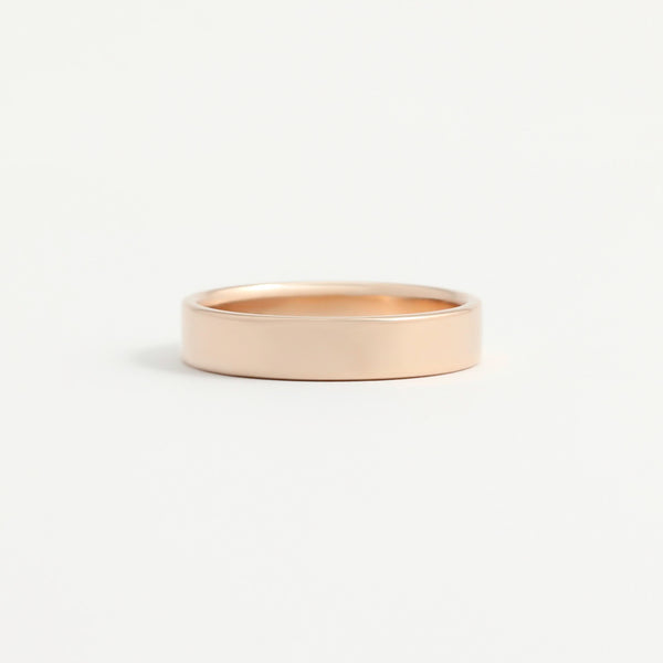 Rose Gold Wedding Band - 4mm Wide - Flat - Polished