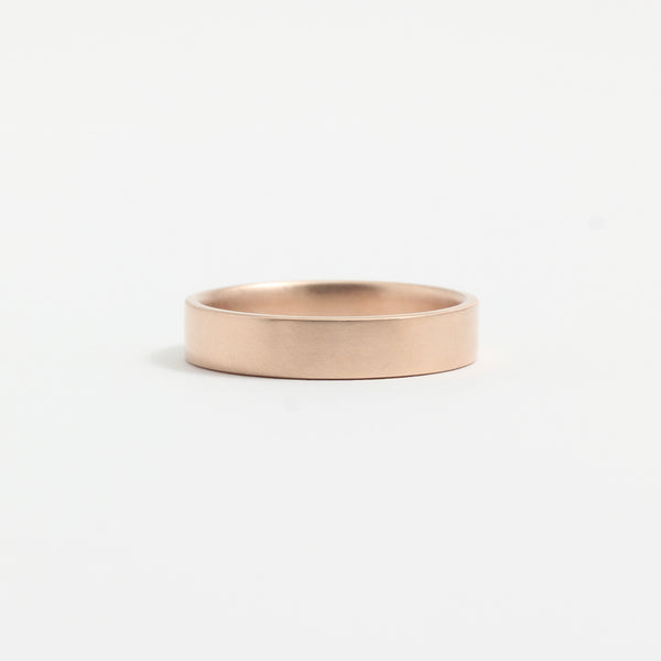 Rose Gold Wedding Band - 4mm Wide - Flat - Matte