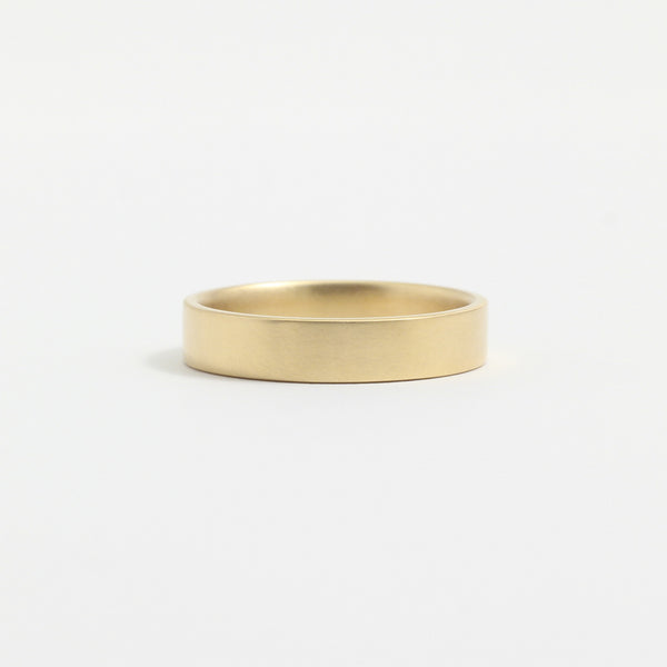 Yellow Gold Wedding Band - 4mm Wide - Flat - Matte