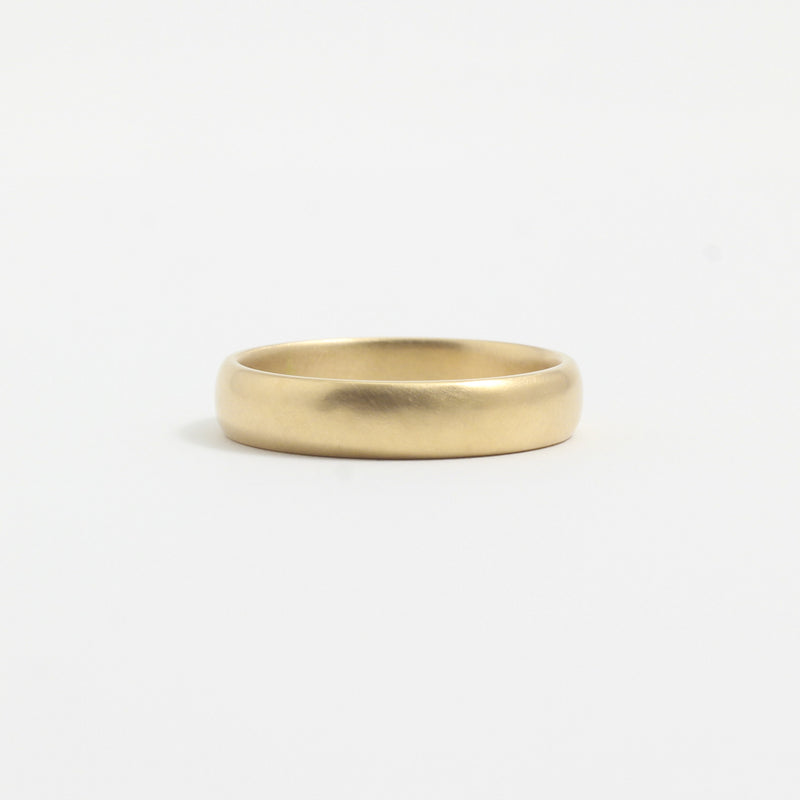 Yellow Gold Wedding Band - 4mm Wide - Rounded - Matte