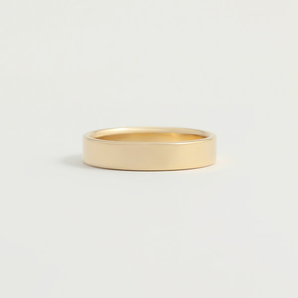 Yellow Gold Wedding Band - 4mm Wide - Flat - Polished