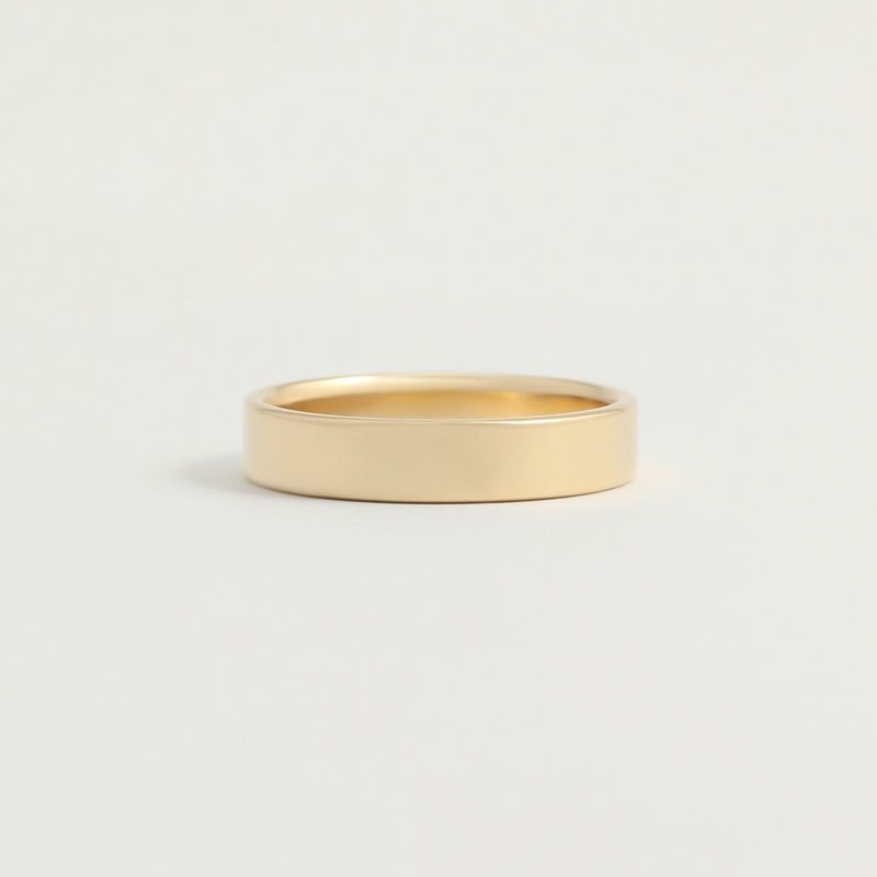 Yellow Gold Wedding Band - 4mm Wide - Flat - Polished
