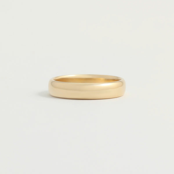 Yellow Gold Wedding Band - 4mm Wide - Rounded - Polished