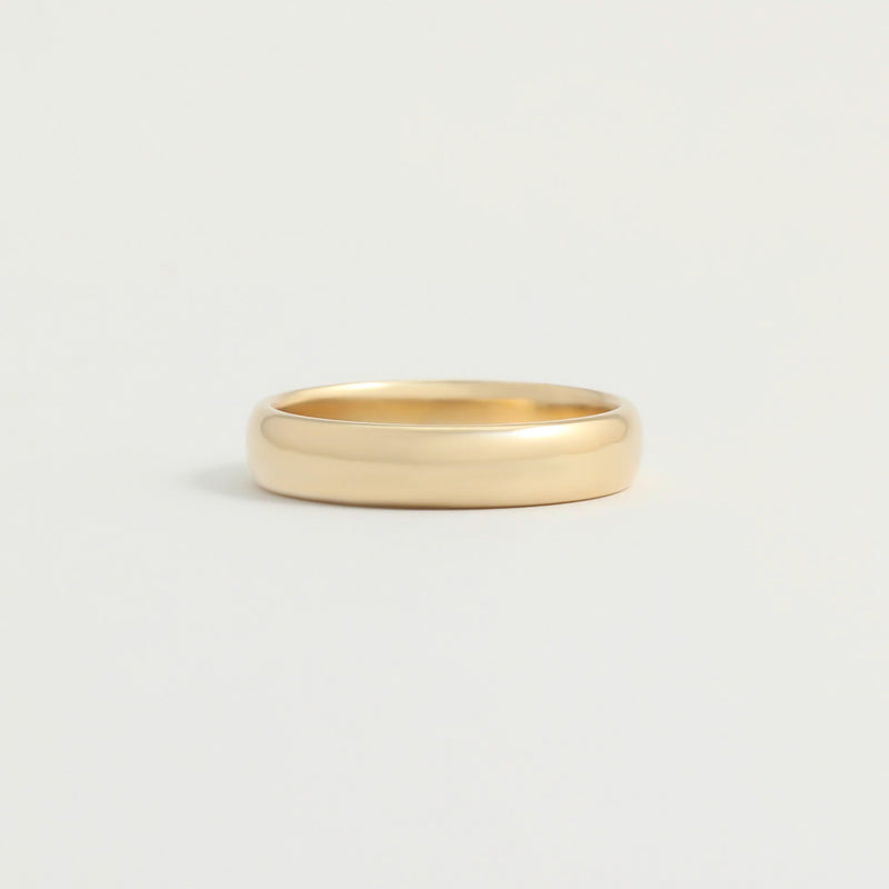 Yellow Gold Wedding Band - 4mm Wide - Rounded - Polished