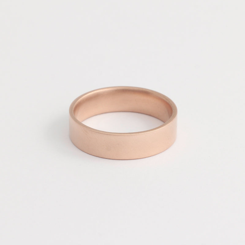 Rose Gold Wedding Band - 5mm Wide - Flat - Matte